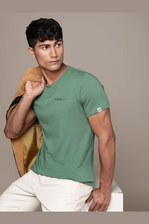 FORCE IX Men Pure Cotton Solid Round Neck T-shirt
