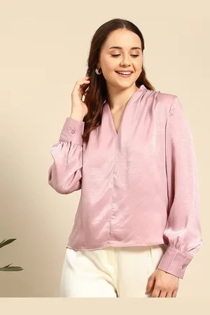 Mast & Harbour Shirt Style Top with Cuffed Sleeves
