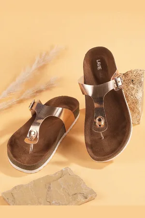 LAVIE Women Buckles Detail Open Toe T-Strap Flats