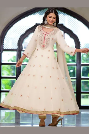 Divena World Ethnic Motifs Embroidered Regular Zardozi Anarkali Kurta with Trousers & Dupatta