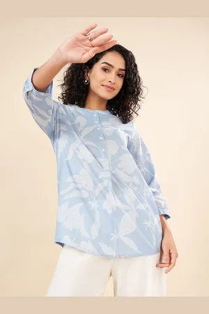 Pantaloons Women Mandarin Collar Printed Tunic