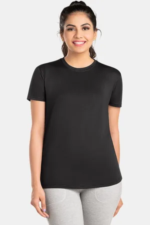 Dermawear Women Solid Round Neck T-Shirt