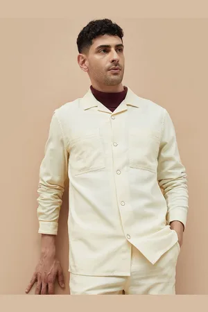 Lifestyle Men Cuban Collar Solid Cotton Casual Shirt