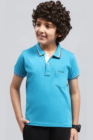 Monte Carlo Boys Solid Polo Collar Pockets T-shirt