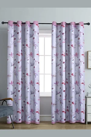 Aura White & Pink Set of 2 Floral Black Out Window