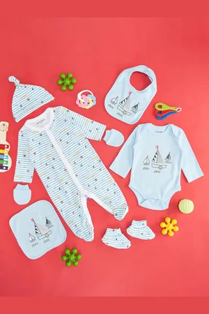 Pantaloons Infant Kids 9-Pcs Pure Cotton Baby Apparel Gift Set