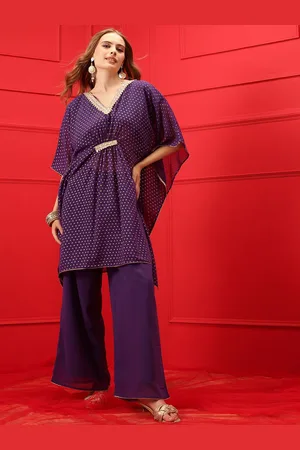 indo street Printed V-Neck Top & Palazzo