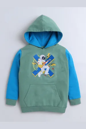 BUMZEE Boys Printed Hooded Cotton Sweatshirt