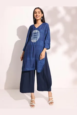 Fabindia Ethnic Motifs Printed V-Neck Straight Kurta With Pyjamas