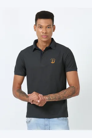 STELLERS Men Solid Polo Collar T-Shirt