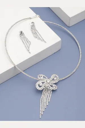 SOHI Silver-Plated Stone-Studded Jewellery Set