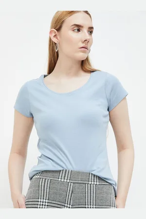 Lifestyle Women Solid Round Neck Cotton Top