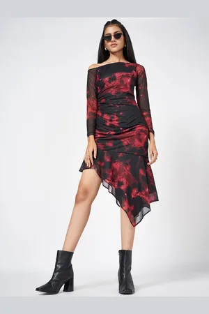 Pantaloons Floral Printed One Shoulder Bodycon Dress