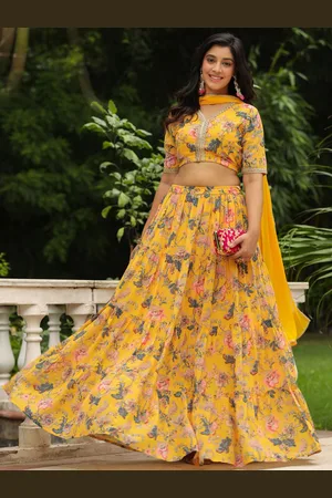 Janasya Printed Ready to Wear Lehenga & Blouse With Dupatta
