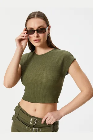 Koton Women Solid Round Neck Slim Fit T-Shirt