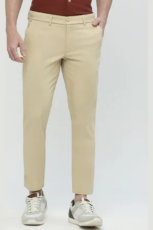 Basics Men Cotton Mid-Rise Flat-Front Slim Fit Trousers