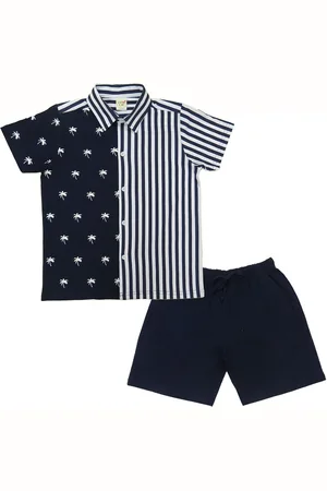 Clothe Funn Boys Striped Shirt with Shorts