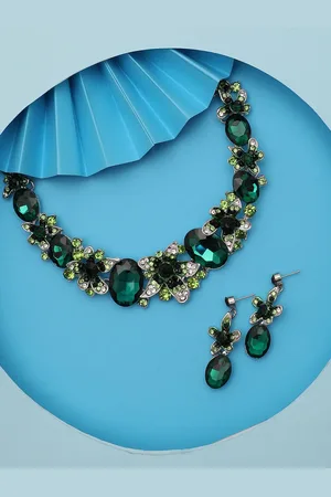 SOHI Silver-Plated Stone-Studded Jewellery Set