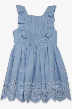 Ed-a-Mamma Girls Schiffli Embroidered Fit & Flare Dress
