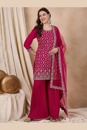 RAJGRANTH Floral Embroidered Straight Kurta & Sharara With Dupatta
