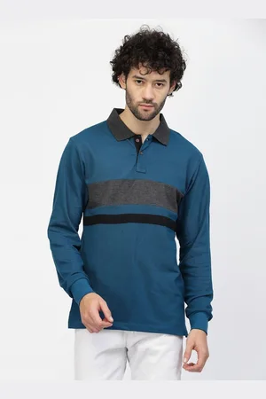 Kalt Men Striped Polo Collar Cotton T-Shirt