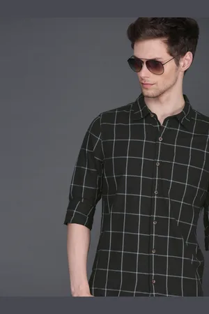 WROGN Men Black & Blue Slim Fit Checked Casual Shirt
