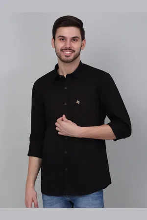 CANTABIL Men Spread Collar Solid Cotton Casual Shirt