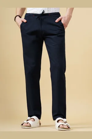 PAUL STREET Men Solid Relaxed Loose Fit Linen Trousers