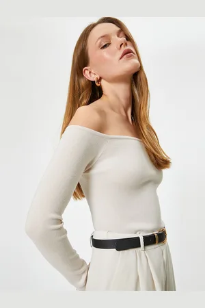 Koton Off-Shoulder Solid Bardot Top