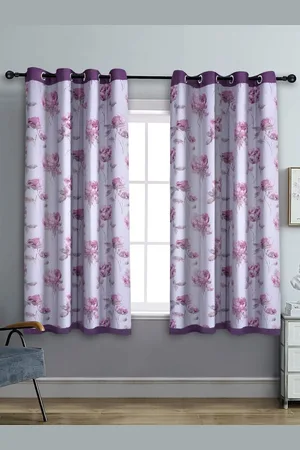 Aura White & Purple Set of 2 Floral Black Out Window