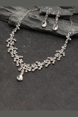SOHI Silver-Plated Stone-Studded Jewellery Set
