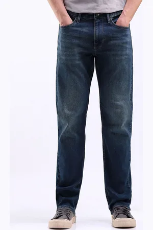 Flying Machine Men Straight Fit Low Distress Light Fade Stretchable Jeans