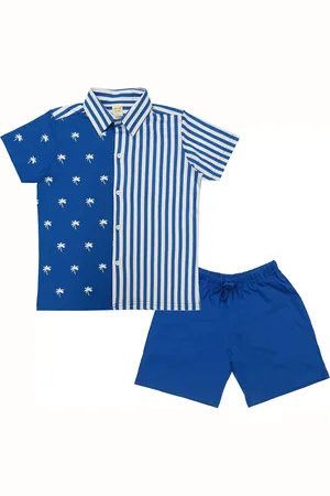 Clothe Funn Boys Striped Shirt with Shorts