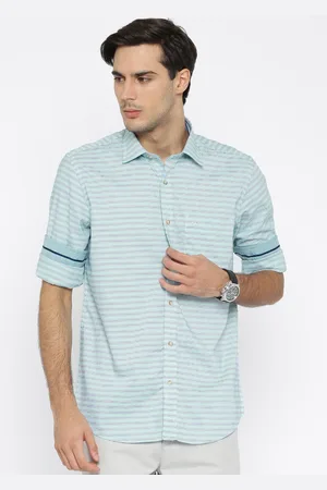 ColorPlus Men White Striped Casual Shirt