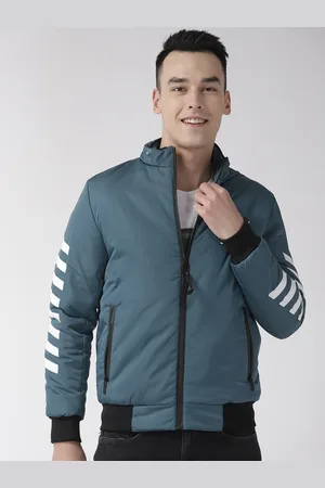 Fort Collins Men Teal Blue Solid Bomber Jacket