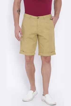 ColorPlus Men Khaki Printed Contemporary Fit Chino Shorts