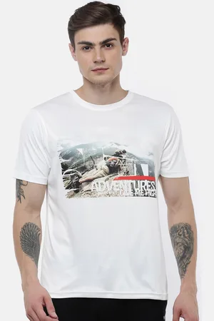 Wildcraft Men White & Grey Graphic Printed T-shirt