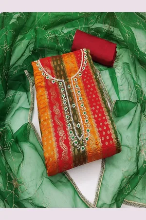 Lilots Ethnic Motifs Beads and Stones Unstitched Dress Material