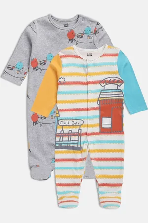 MINI KLUB Boys Pack of 2 Printed Sleepsuit