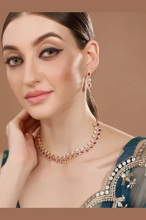 Priyaasi Gold Plated American Diamond Jewelery Set