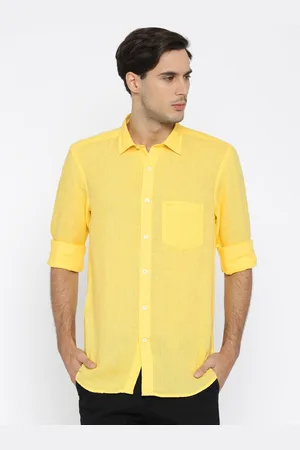 ColorPlus Men Yellow Tailored Fit Solid Casual Shirt