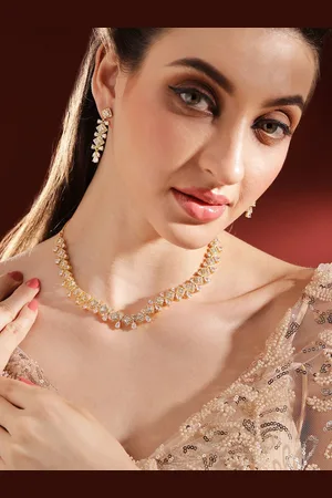 Priyaasi Gold-Plated American Diamond Studded Jewellery Set