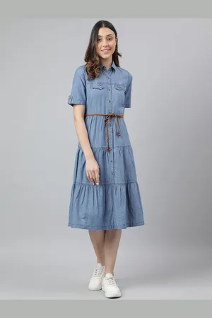 Latin Quarters Denim Shirt Midi Dress