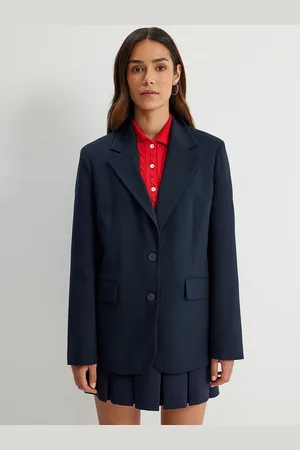 Koton Women Solid Lapel Collar Longline Tailored Jacket