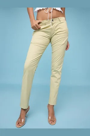 FREAKINS Women Slim Fit Mid-Rise Cotton Trousers