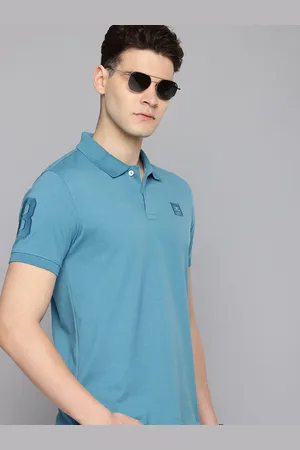 Flying Machine Men Solid Polo Collar Cotton T-shirt