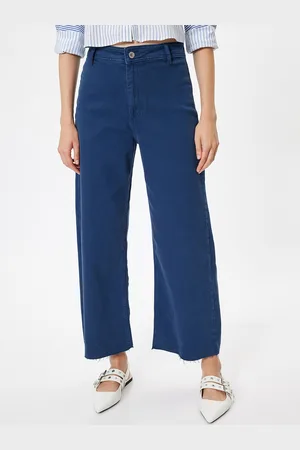Koton Women Wide Leg Fit High-Rise Cotton Jeans