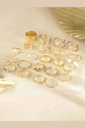 Priyaasi Set Of 23 Gold-Plated Finger Rings