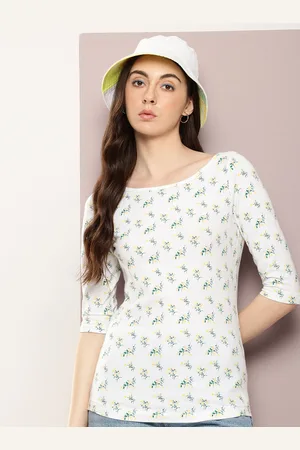 Kook N Keech Floral Print Boat Neck Cotton Top