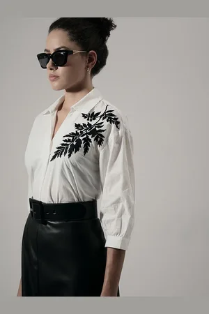 VERO MODA Monochrome Cotton Shirt Style Top